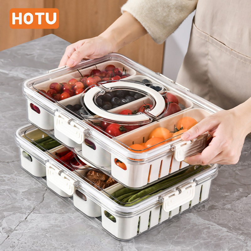 Meal Prep Veggie - 4-Section HOTU Fridge Container with Lid