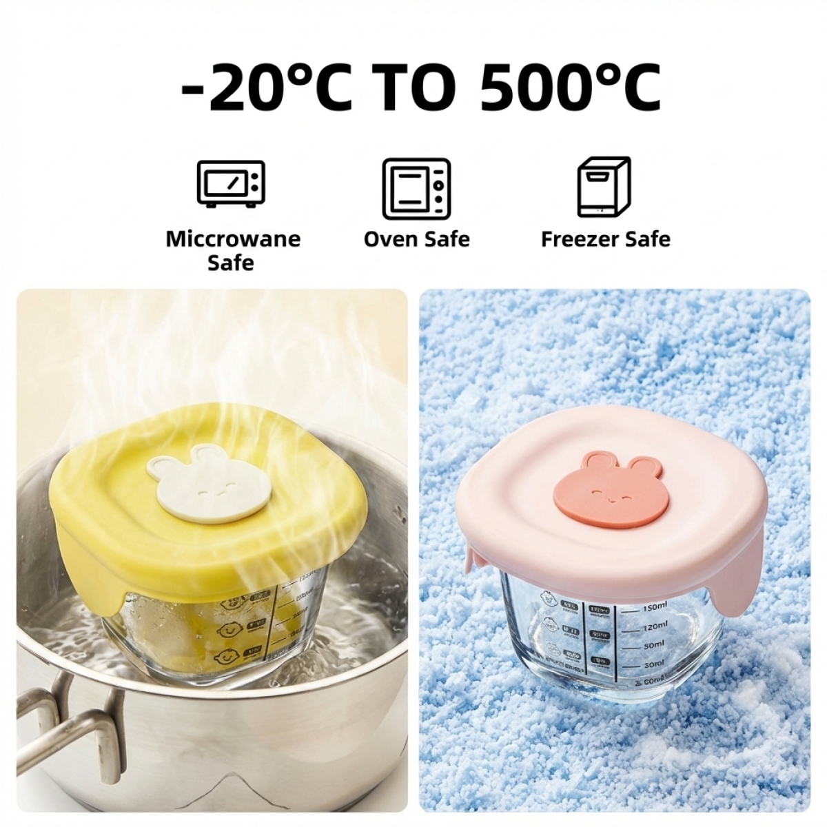 Meal Prep Oven Safe Containers - High Borosilicate Glass Food Containers-Microwave/Oven/Freezer Safe,Leak-Proof