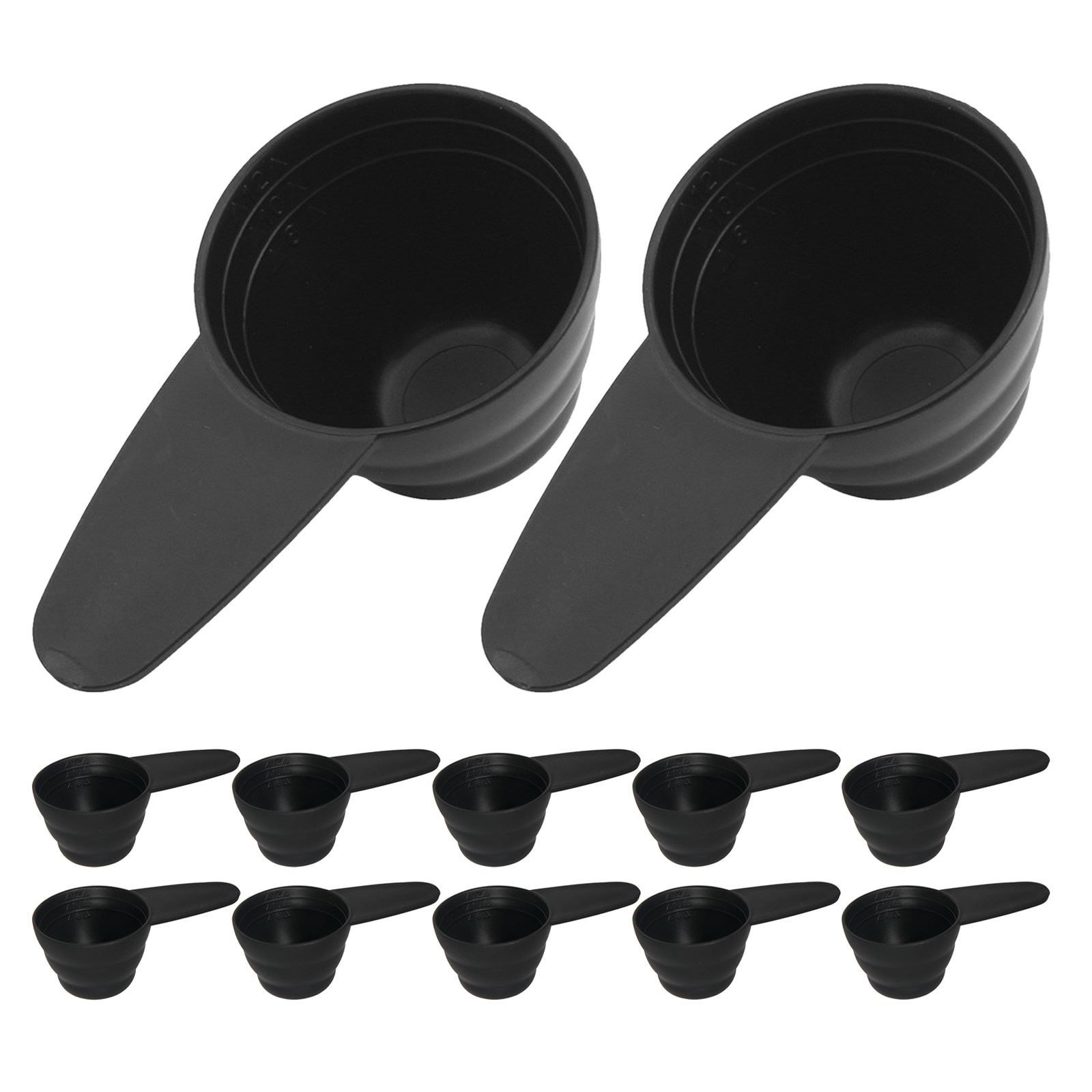 Meal Prep Protein - 12Pcs Black Plastic Measuring Scoop Set