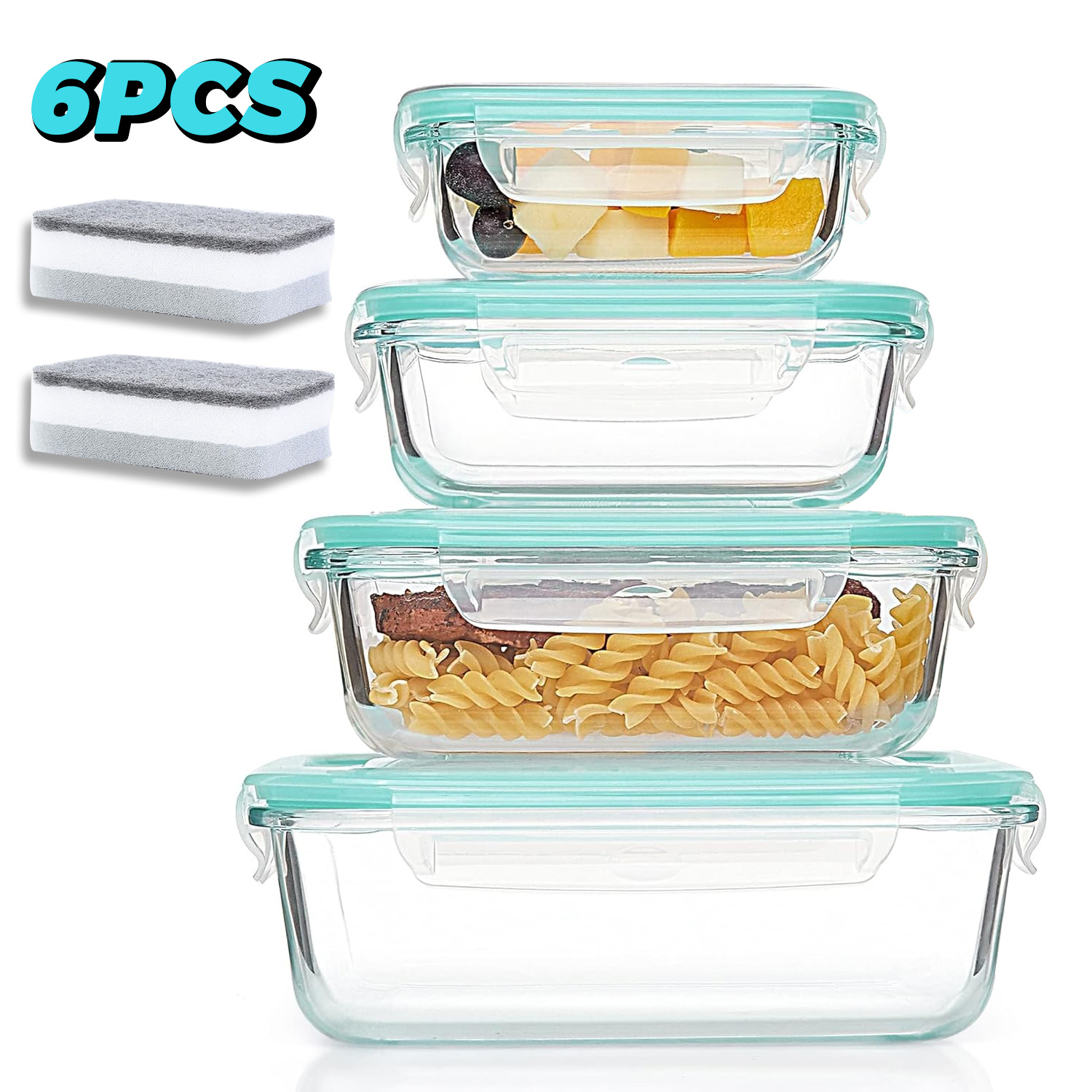 Meal Prep Ideas - Glass Food Storage Containers 4-Pack with