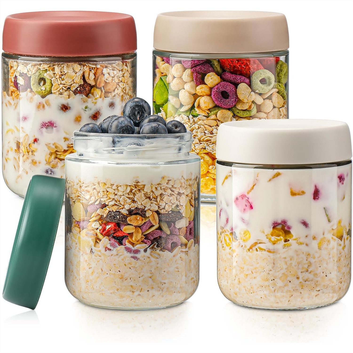 Meal Prep Yogurt - Glass Overnight Oats Containers with Lids,
