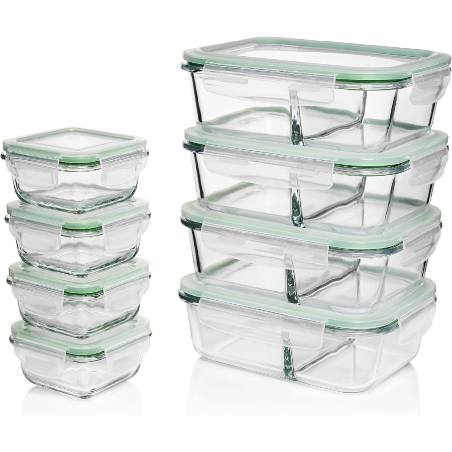 Meal Prep Oven Safe Containers - Glass Meal Prep Containers with Lids