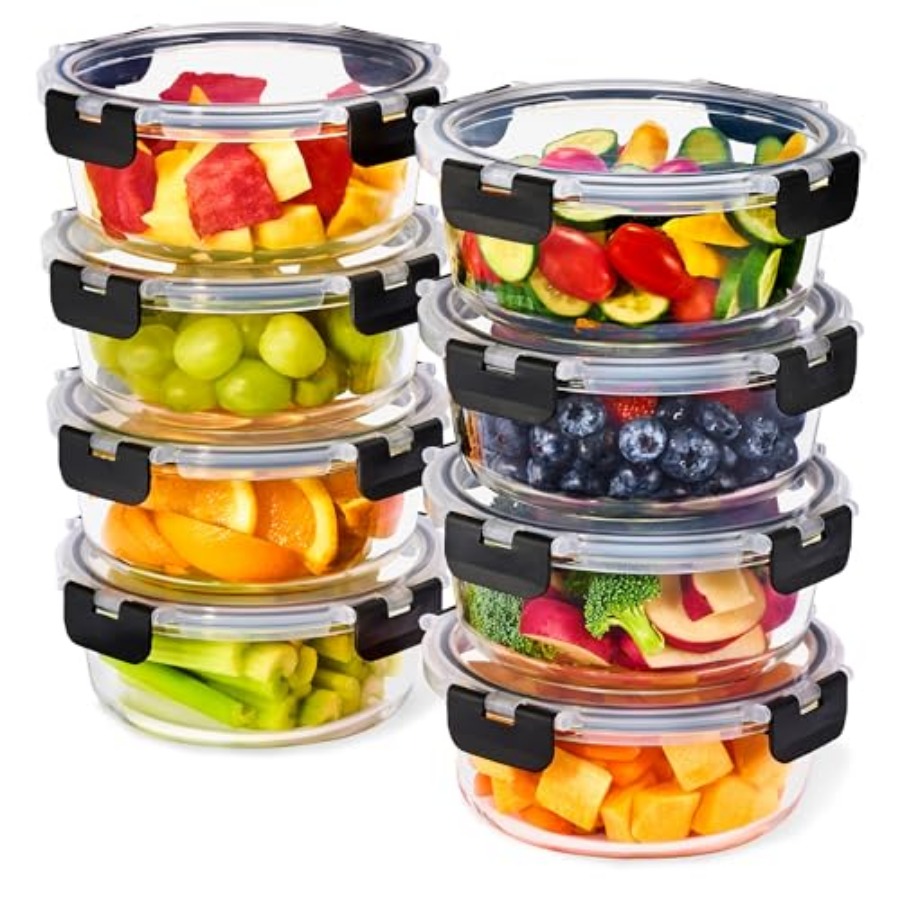 Meal Prep Oven Safe Containers - 16pc Glass Meal Prep Containers Set