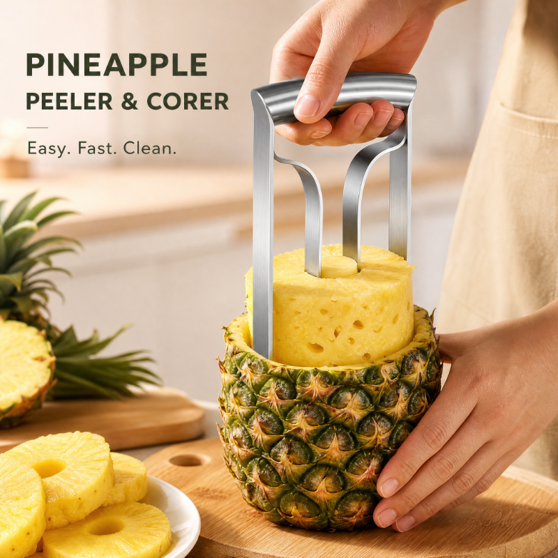 Pineapple Corer Slicer - Stainless Steel Pineapple Peeler Cutter Meat