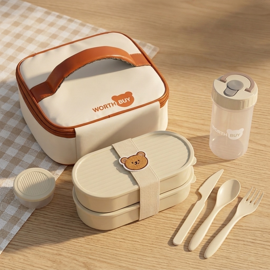 Salad Container Jar - Microwaveable Plastic Lunch Box With Cute