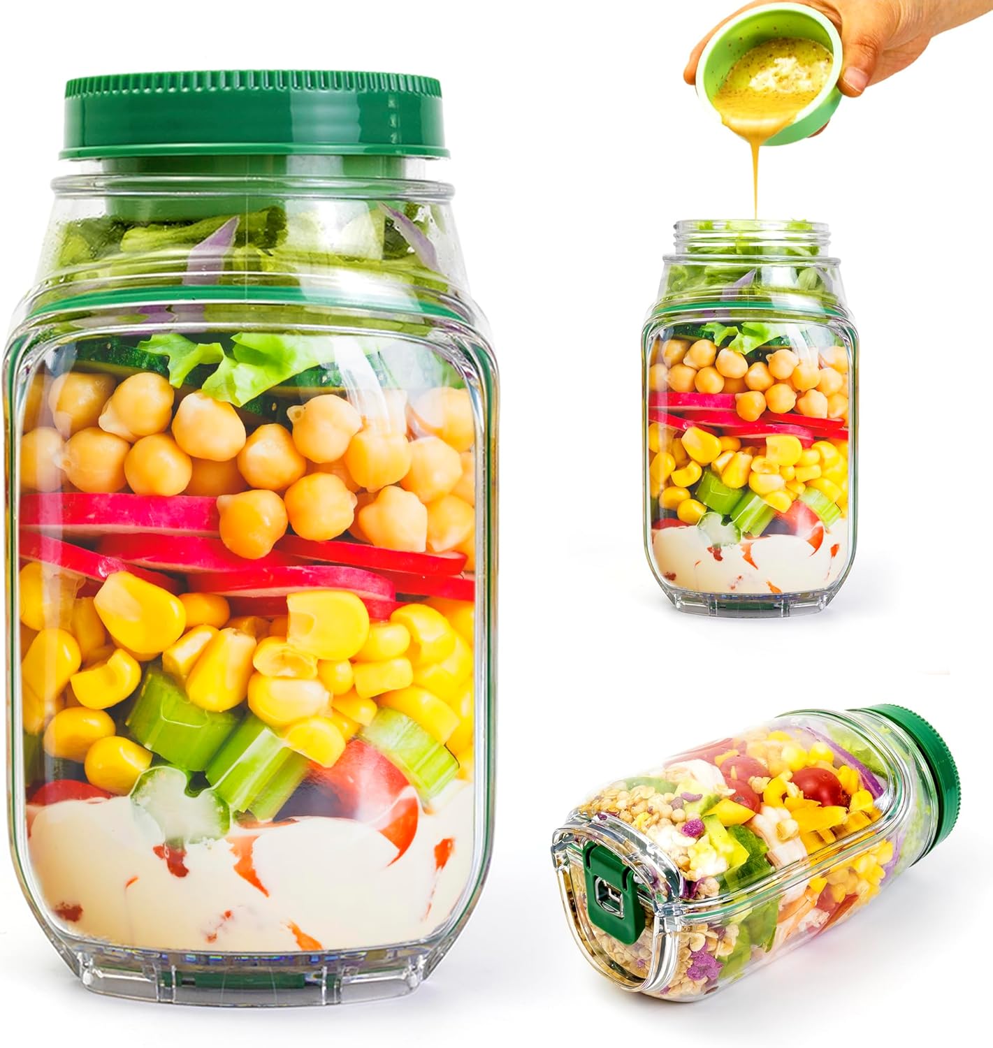 2-Pack 34oz Salad Jar Containe - огляд і ціна Meal Prep Ideas