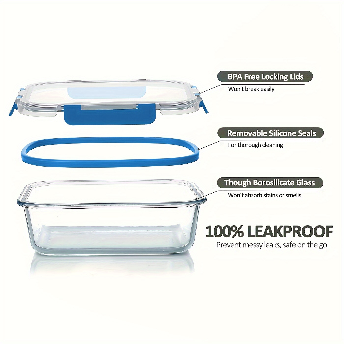 17pcs Glass Food Storage Conta - огляд і ціна Meal Prep Oven Safe Containers