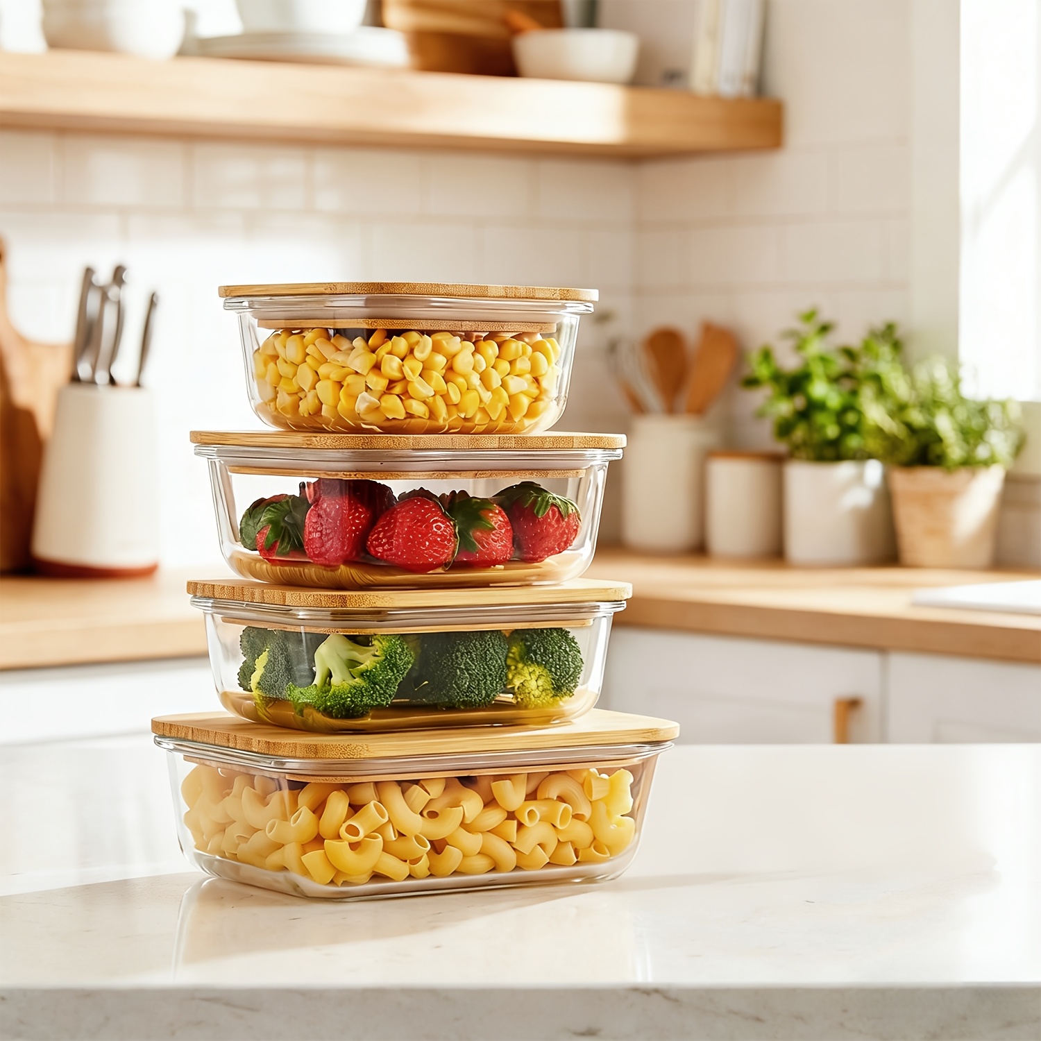 8pcs(4pcs Containers And 4pcs  - огляд і ціна Meal Prep Oven Safe Containers