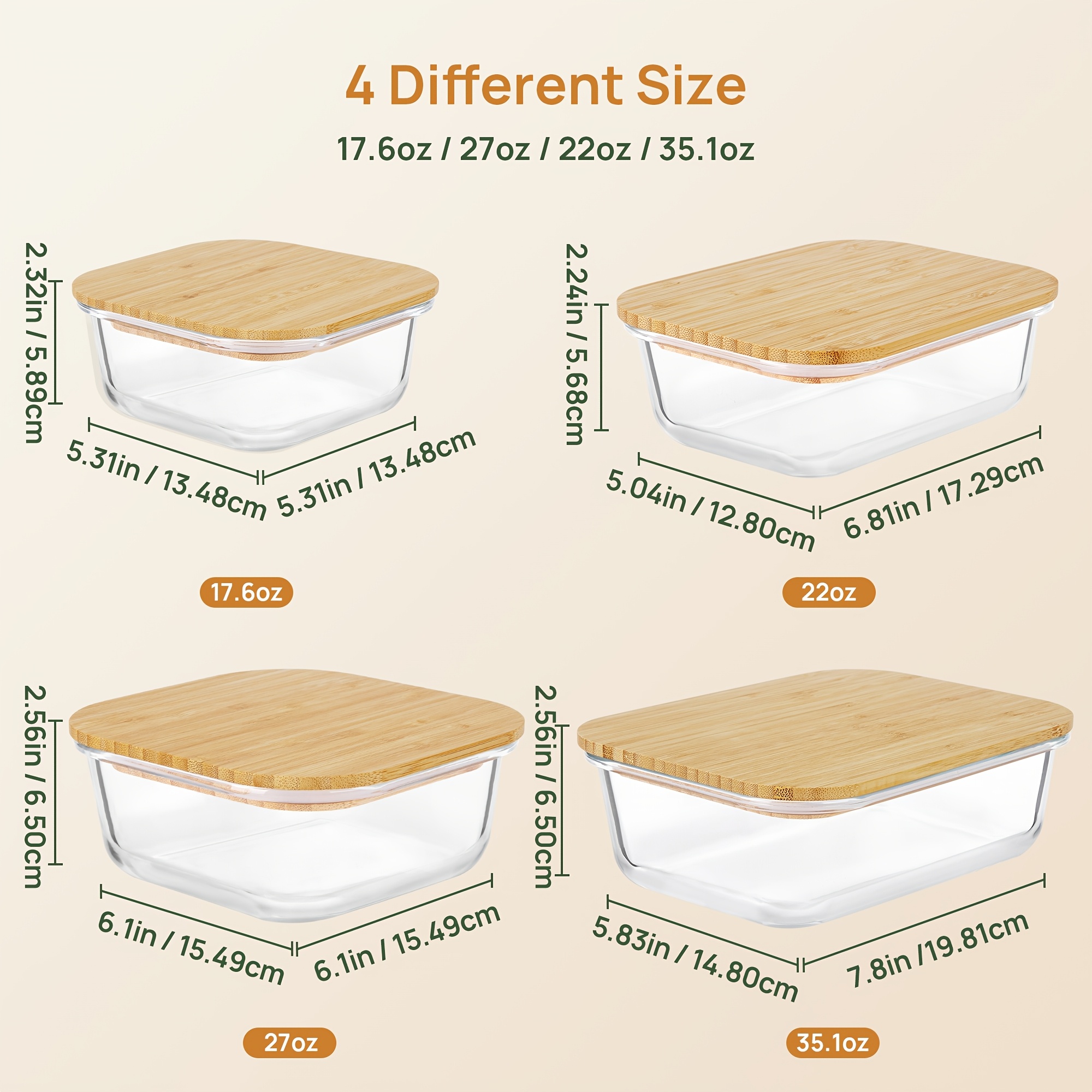 8pcs(4pcs Containers And 4pcs  - огляд і ціна Meal Prep Oven Safe Containers