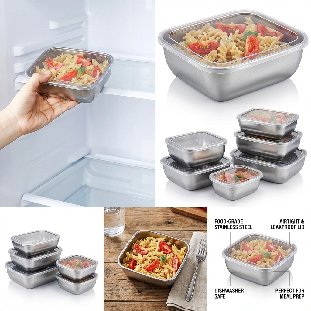 5PCS Stainless Steel Food Stor - огляд і ціна Meal Prep Ideas