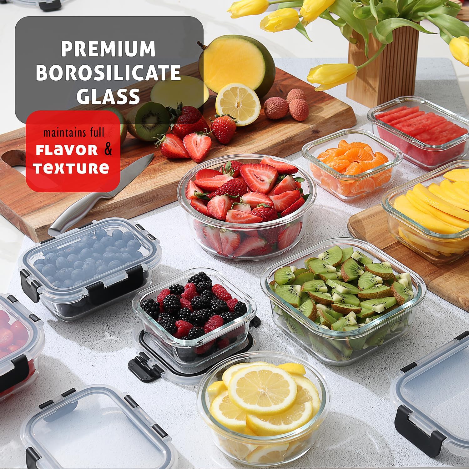 48pc Glass Food Storage Contai - огляд і ціна Meal Prep Oven Safe Containers