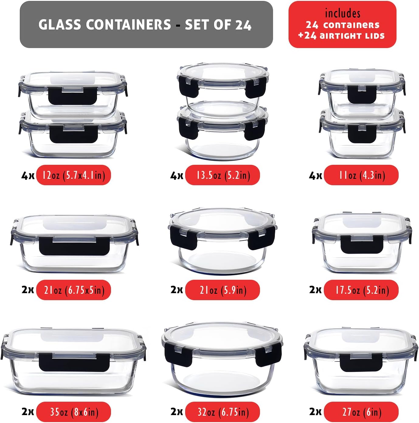 48pc Glass Food Storage Contai - огляд і ціна Meal Prep Oven Safe Containers