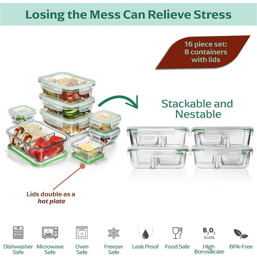 Glass Meal Prep Containers wit - огляд і ціна Meal Prep Oven Safe Containers