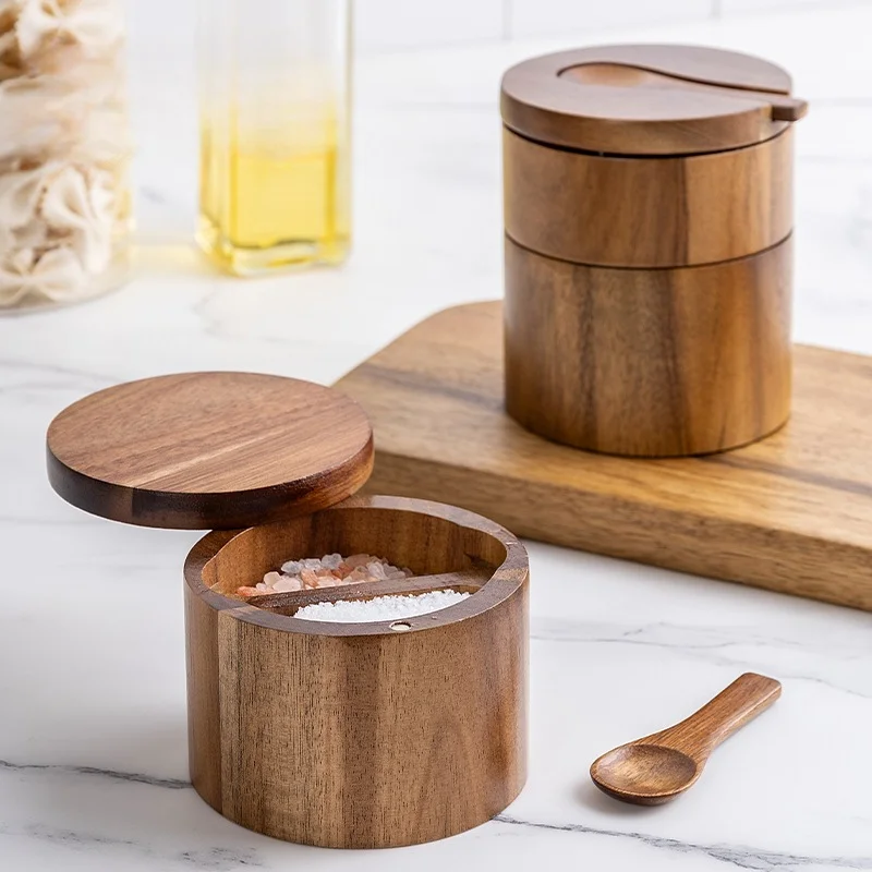 Acacia Wood Salt Jar Solid Woo - огляд і ціна Herb Keeper Bottle