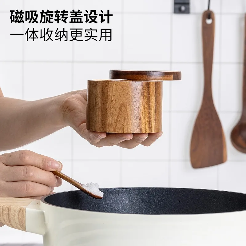 Acacia Wood Salt Jar Solid Woo - огляд і ціна Herb Keeper Bottle