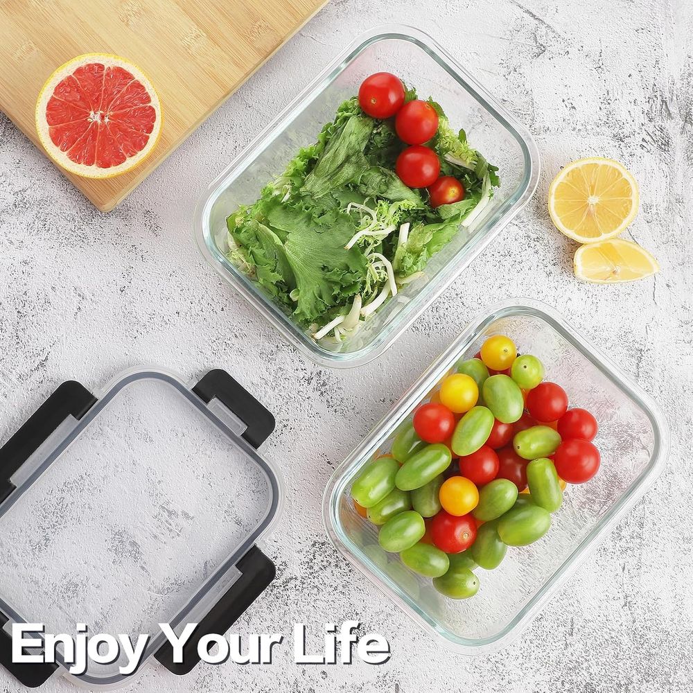 4-Piece 63oz Glass Food Storag - огляд і ціна Meal Prep Oven Safe Containers