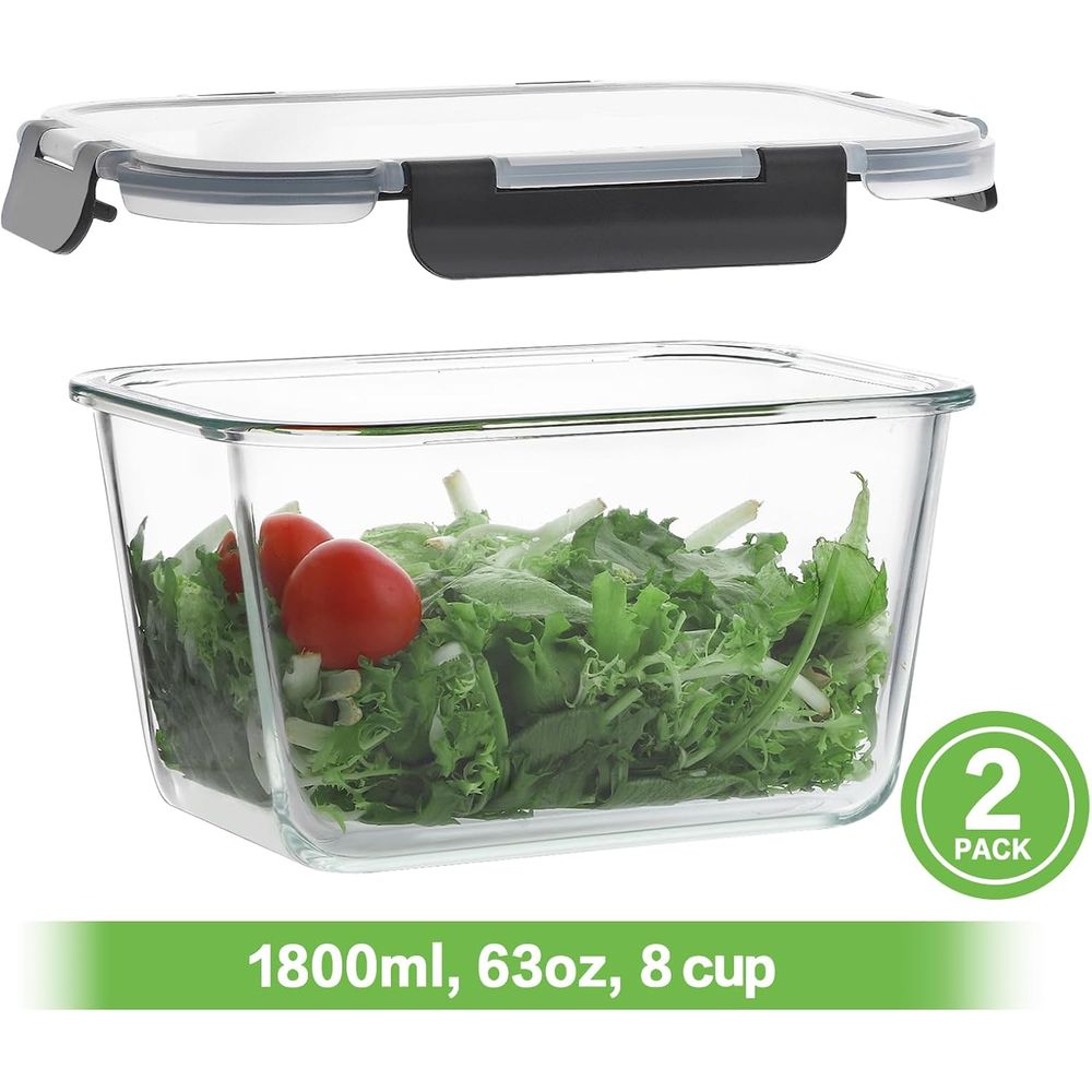 4-Piece 63oz Glass Food Storag - огляд і ціна Meal Prep Oven Safe Containers