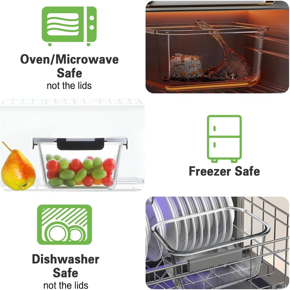 4-Piece 63oz Glass Food Storag - огляд і ціна Meal Prep Oven Safe Containers