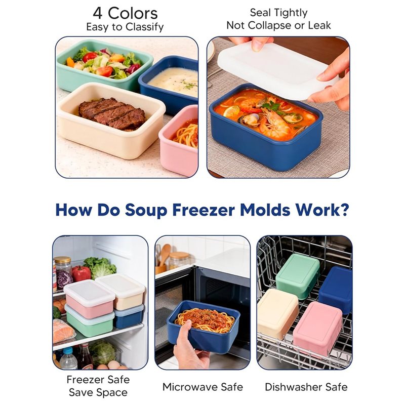AB33-4-Pack Silicone Freezer M - огляд і ціна Meal Prep Ideas