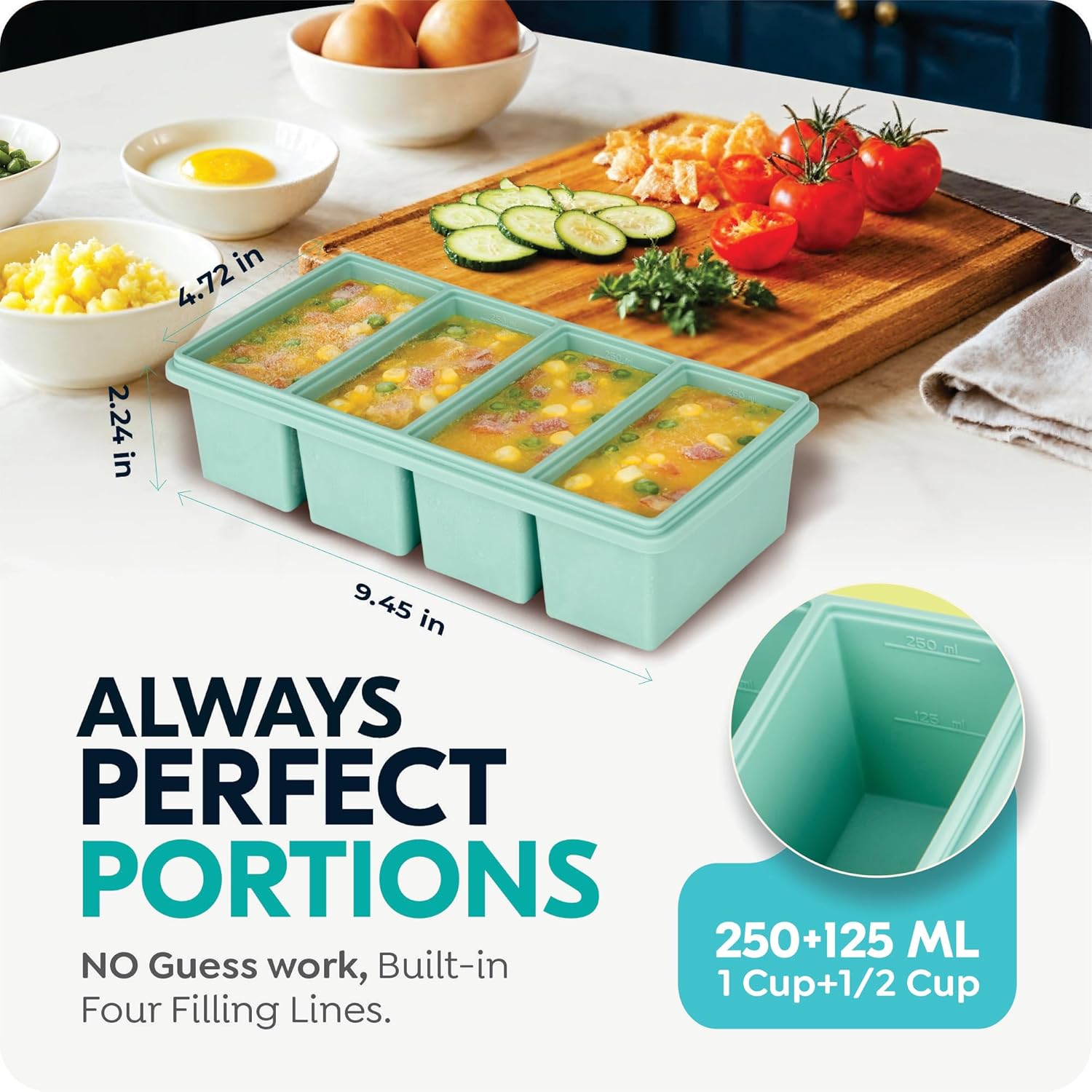 Silicone Freezer Trays with Li - огляд і ціна Meal Prep Oven Safe Containers