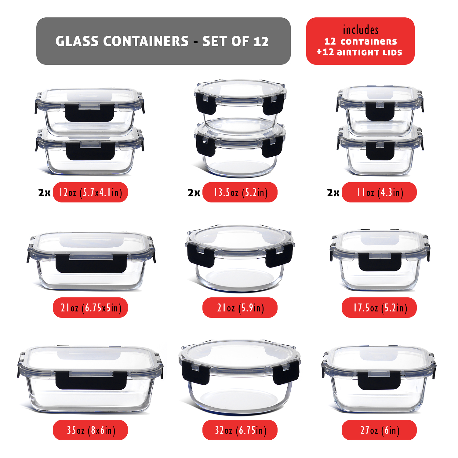 Glass Food Storage Containers  - огляд і ціна Meal Prep Oven Safe Containers